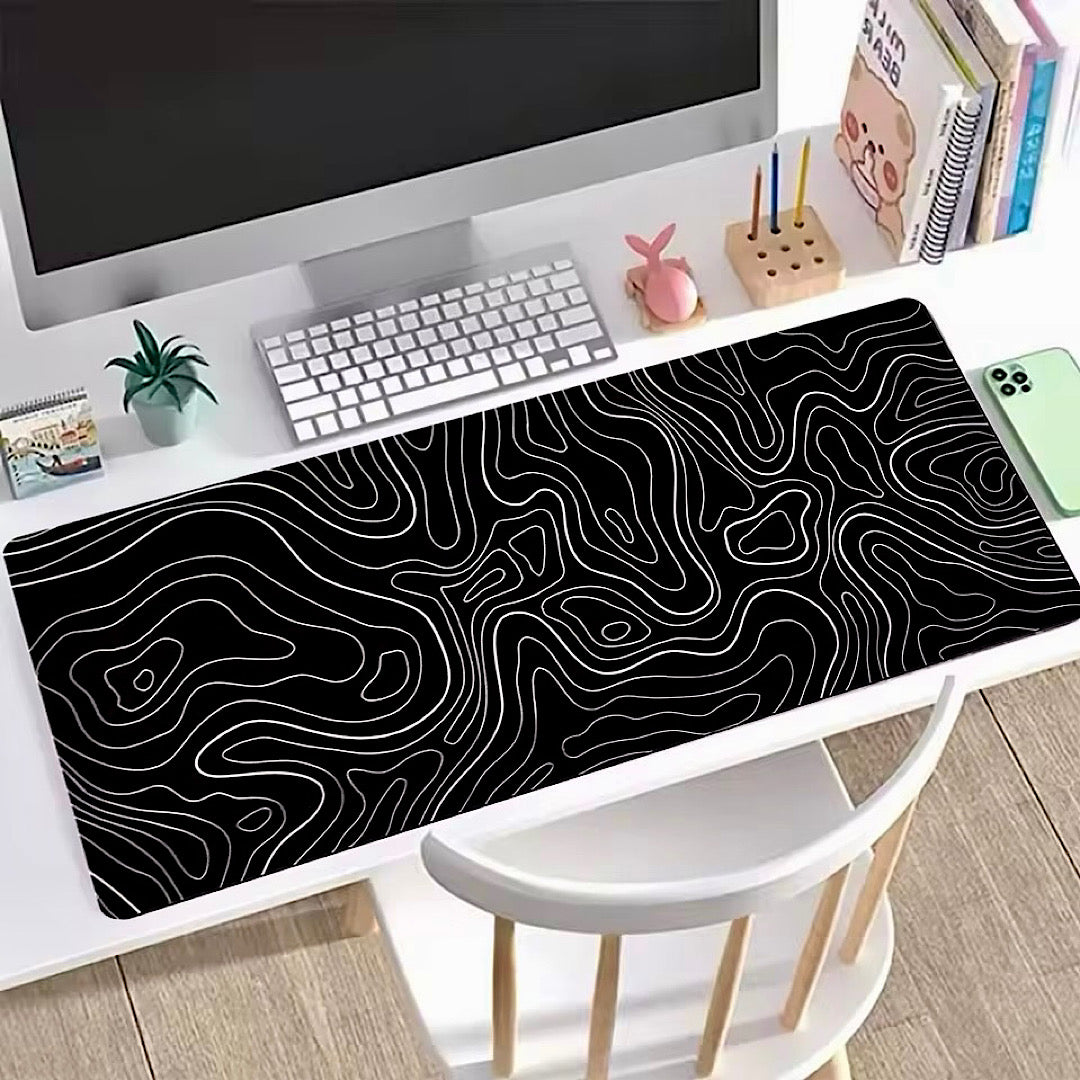 Topographic Black Desk Mat