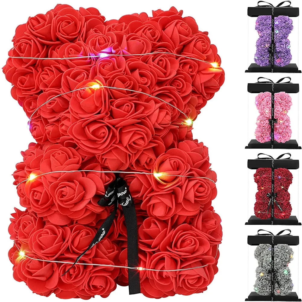 1pc 25cm Artificial Foam Flowers Bear Rose Bear Romantic Creative Gifts For Valentines Day Mothers Day Anniversary Wedding