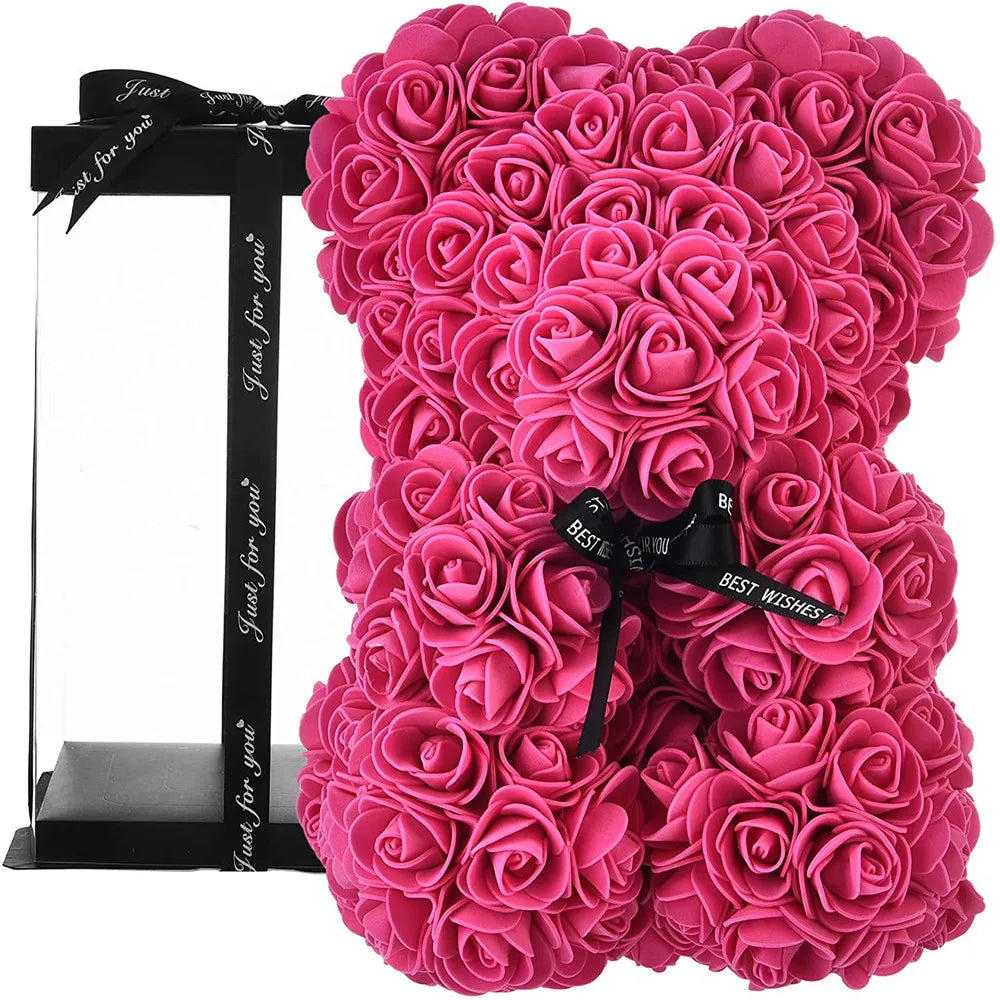 1pc 25cm Artificial Foam Flowers Bear Rose Bear Romantic Creative Gifts For Valentines Day Mothers Day Anniversary Wedding