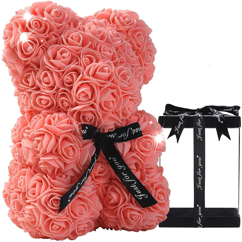 1pc 25cm Artificial Foam Flowers Bear Rose Bear Romantic Creative Gifts For Valentines Day Mothers Day Anniversary Wedding