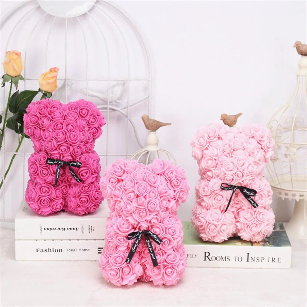 1pc 25cm Artificial Foam Flowers Bear Rose Bear Romantic Creative Gifts For Valentines Day Mothers Day Anniversary Wedding