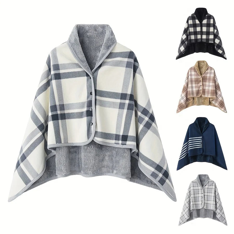 CozyPlaid Cape Poncho