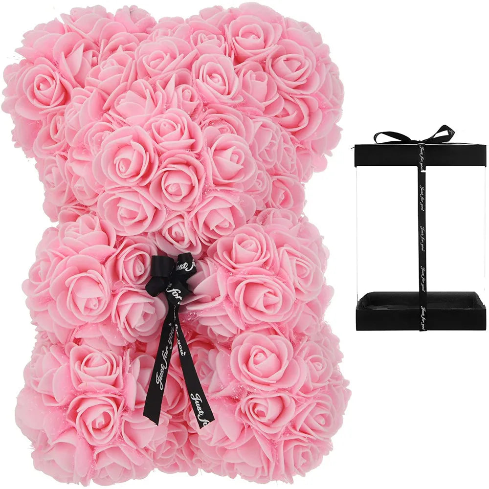 1pc 25cm Artificial Foam Flowers Bear Rose Bear Romantic Creative Gifts For Valentines Day Mothers Day Anniversary Wedding