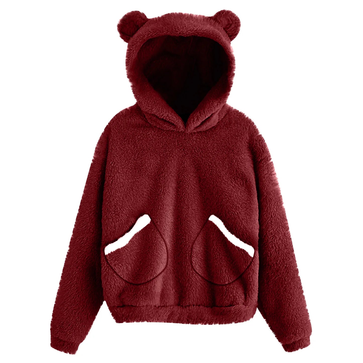 Autumn Winter Women's Hoodies Winter Women Long Sleeve Rabbit Ear Hood Sweatshirt Cute Plush Warm Casual Hoodie Tops