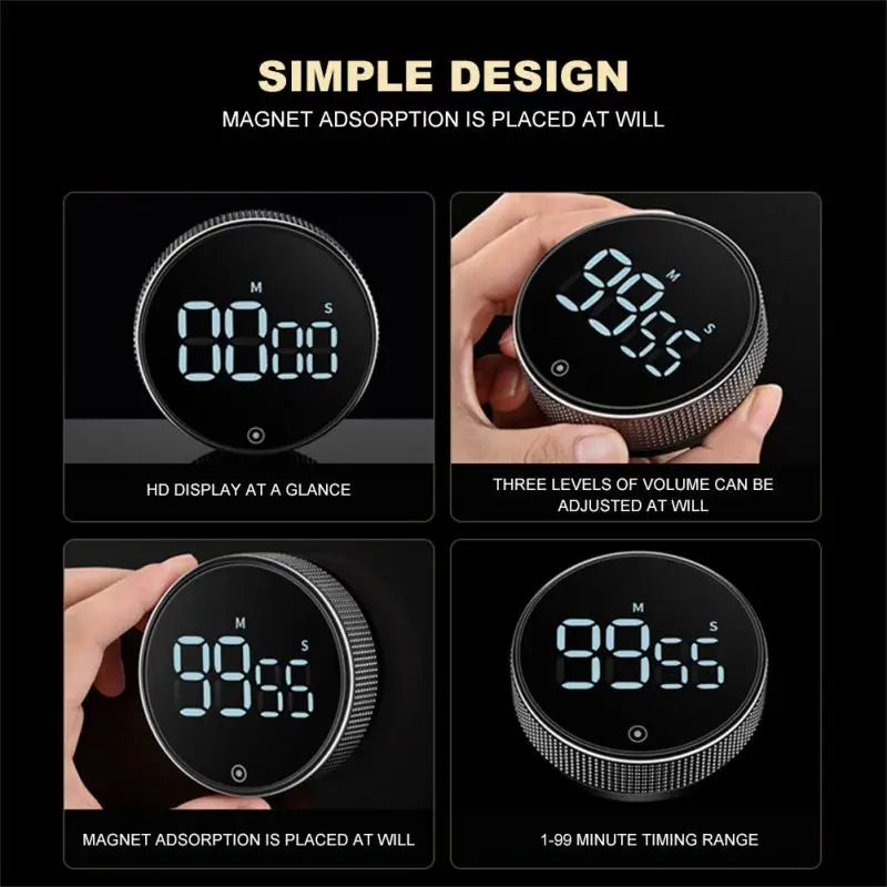 LED Digital Kitchen Timer Study Stopwatch Magnetic Electronic Cooking Countdown Clock LED Mechanical Remind Alarm Kitchen Gadget